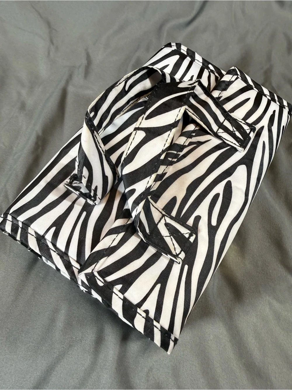 Black & White Zebra Print Cosmetic Case with Top Handles